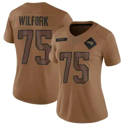 New England Patriots Women's Limited Brown 2023 Salute To Service Jersey (75 Vince Wilfork)