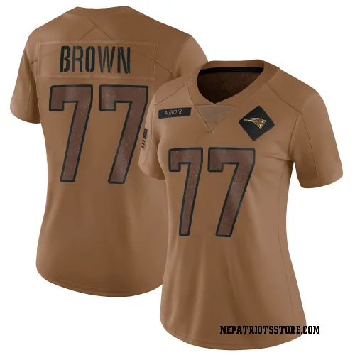 New England Patriots Women's Limited Brown 2023 Salute To Service Jersey (77 Ben Brown)
