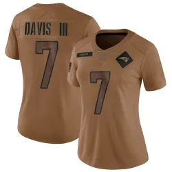 New England Patriots Women's Limited Brown 2023 Salute To Service Jersey (7 Carlton Davis III)