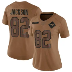 New England Patriots Women's Limited Brown 2023 Salute To Service Jersey (82 JaQuae Jackson)