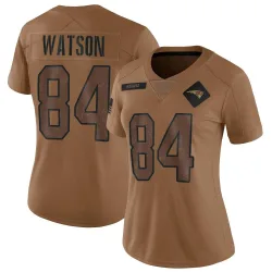 New England Patriots Women's Limited Brown 2023 Salute To Service Jersey (84 Benjamin Watson)