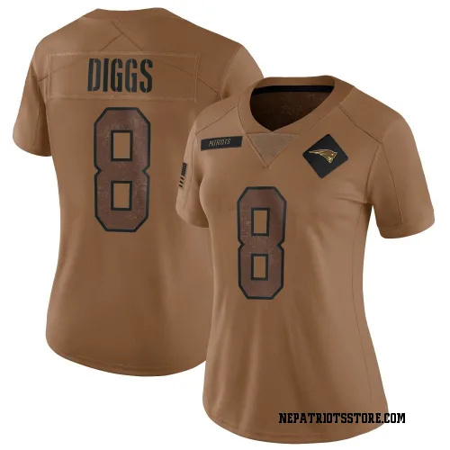 New England Patriots Women's Limited Brown 2023 Salute To Service Jersey (8 Stefon Diggs)