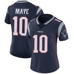 New England Patriots Women's Limited Navy Team Color Vapor Untouchable Jersey (10 Drake Maye)
