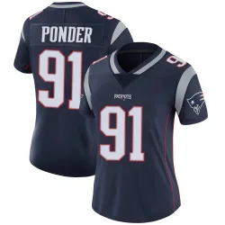 New England Patriots Women's Limited Navy Team Color Vapor Untouchable Jersey (91 Elijah Ponder)