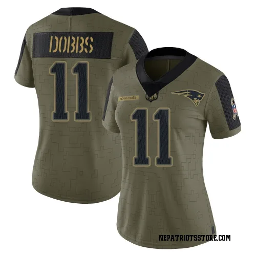 New England Patriots Women's Limited Olive 2021 Salute To Service Jersey (11 Joshua Dobbs)