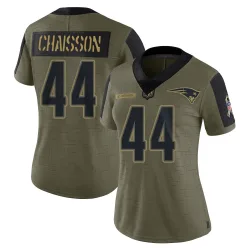New England Patriots Women's Limited Olive 2021 Salute To Service Jersey (44 K'Lavon Chaisson)