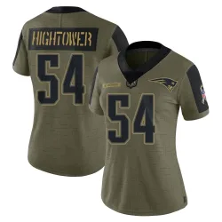 New England Patriots Women's Limited Olive 2021 Salute To Service Jersey (54 Dont'a Hightower)