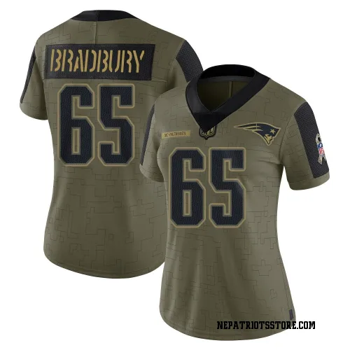 New England Patriots Women's Limited Olive 2021 Salute To Service Jersey (65 Garrett Bradbury)