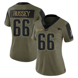 New England Patriots Women's Limited Olive 2021 Salute To Service Jersey (66 Kody Russey)