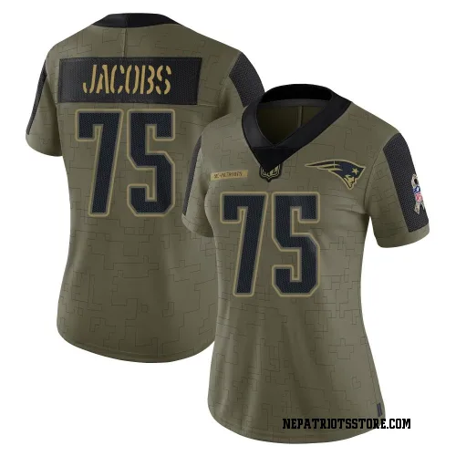 New England Patriots Women's Limited Olive 2021 Salute To Service Jersey (75 Demontrey Jacobs)
