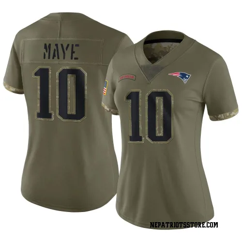 New England Patriots Women's Limited Olive 2022 Salute To Service Jersey (10 Drake Maye)