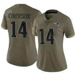 New England Patriots Women's Limited Olive 2022 Salute To Service Jersey (14 Alex Erickson)