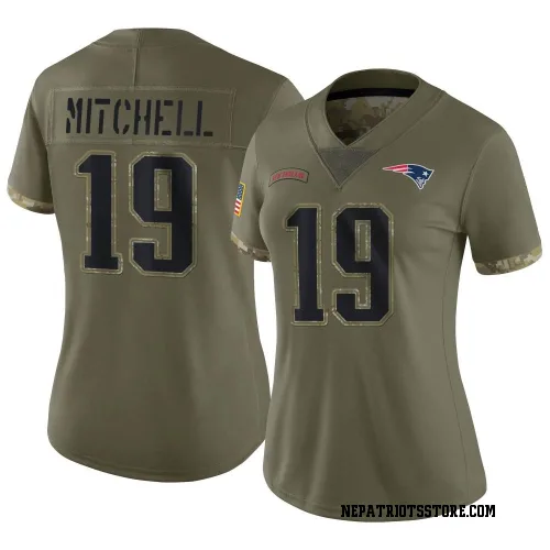New England Patriots Women's Limited Olive 2022 Salute To Service Jersey (19 Malcolm Mitchell)