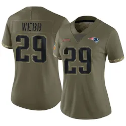 New England Patriots Women's Limited Olive 2022 Salute To Service Jersey (29 Jeremiah Webb)