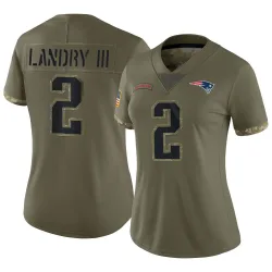New England Patriots Women's Limited Olive 2022 Salute To Service Jersey (2 Harold Landry III)