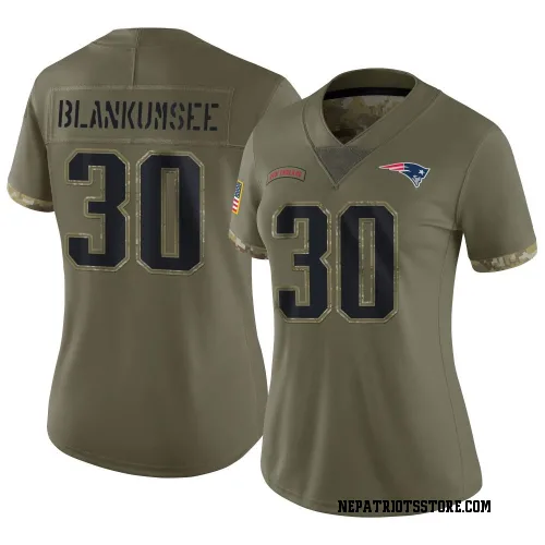 New England Patriots Women's Limited Olive 2022 Salute To Service Jersey (30 Demeer Blankumsee)