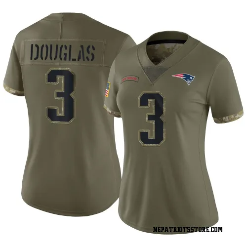 New England Patriots Women's Limited Olive 2022 Salute To Service Jersey (3 DeMario Douglas)