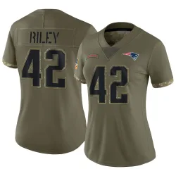 New England Patriots Women's Limited Olive 2022 Salute To Service Jersey (42 Cam Riley)