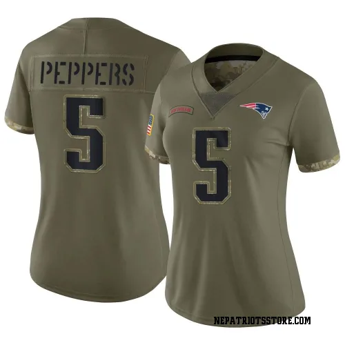 New England Patriots Women's Limited Olive 2022 Salute To Service Jersey (5 Jabrill Peppers)