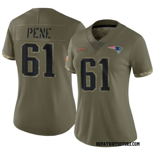 New England Patriots Women's Limited Olive 2022 Salute To Service Jersey (61 Wilfried Pene)