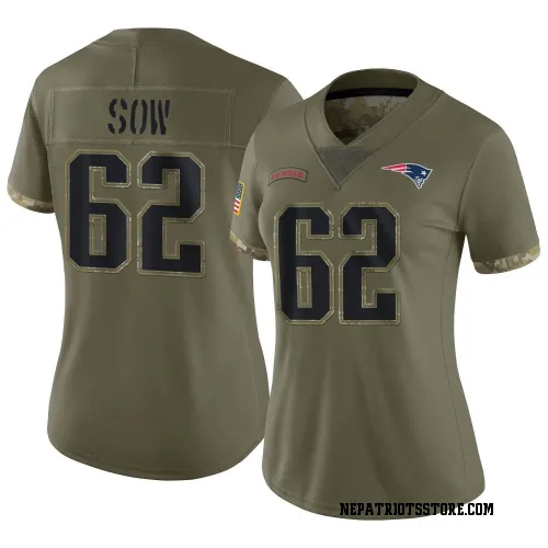 New England Patriots Women's Limited Olive 2022 Salute To Service Jersey (62 Sidy Sow)