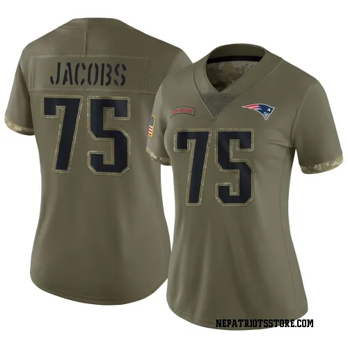 New England Patriots Women's Limited Olive 2022 Salute To Service Jersey (75 Demontrey Jacobs)
