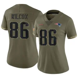 New England Patriots Women's Limited Olive 2022 Salute To Service Jersey (86 Mitchell Wilcox)