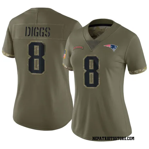 New England Patriots Women's Limited Olive 2022 Salute To Service Jersey (8 Stefon Diggs)