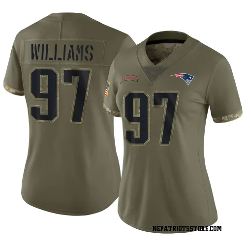 New England Patriots Women's Limited Olive 2022 Salute To Service Jersey (97 Milton Williams)