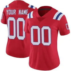 New England Patriots Women's Limited Red Vapor Untouchable Alternate Jersey (00 Custom)