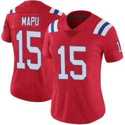 New England Patriots Women's Limited Red Vapor Untouchable Alternate Jersey (15 Marte Mapu)