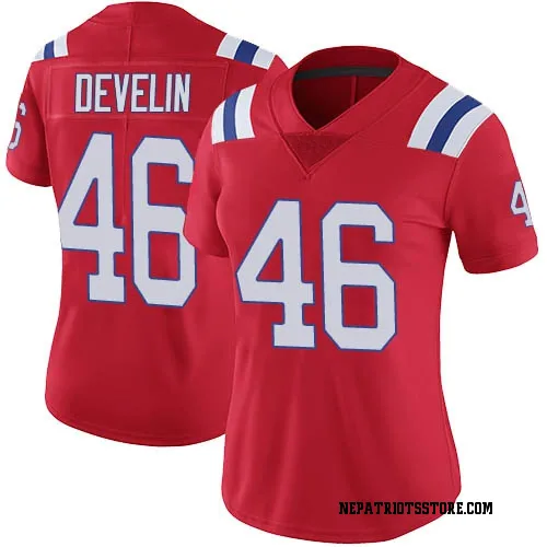 New England Patriots Women's Limited Red Vapor Untouchable Alternate Jersey (46 James Develin)