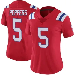 New England Patriots Women's Limited Red Vapor Untouchable Alternate Jersey (5 Jabrill Peppers)