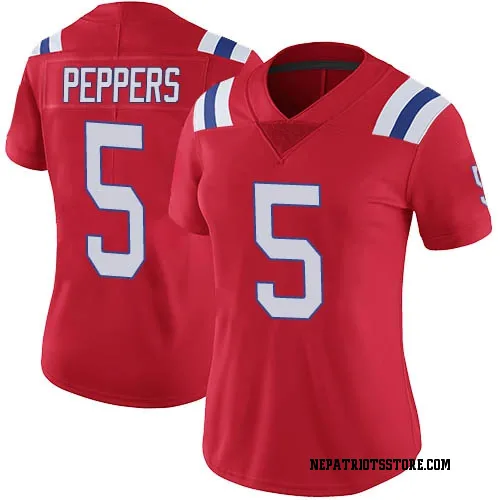 New England Patriots Women's Limited Red Vapor Untouchable Alternate Jersey (5 Jabrill Peppers)