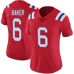 New England Patriots Women's Limited Red Vapor Untouchable Alternate Jersey (6 Javon Baker)