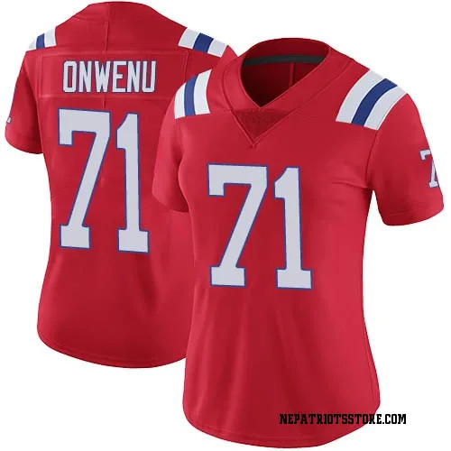 New England Patriots Women's Limited Red Vapor Untouchable Alternate Jersey (71 Mike Onwenu)