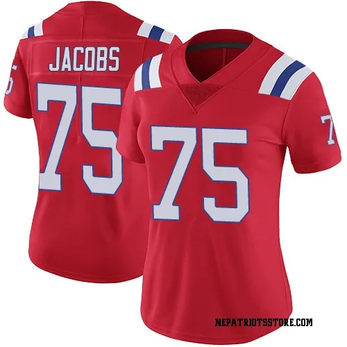 New England Patriots Women's Limited Red Vapor Untouchable Alternate Jersey (75 Demontrey Jacobs)