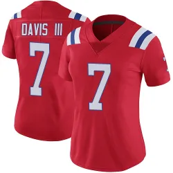 New England Patriots Women's Limited Red Vapor Untouchable Alternate Jersey (7 Carlton Davis III)