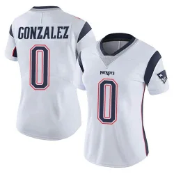 New England Patriots Women's Limited White Vapor Untouchable Jersey (0 Christian Gonzalez)