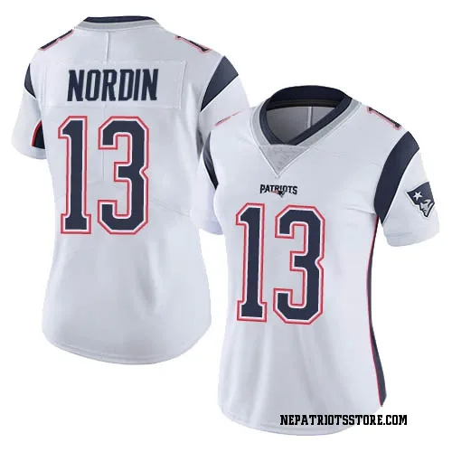 New England Patriots Women's Limited White Vapor Untouchable Jersey (13 Quinn Nordin)