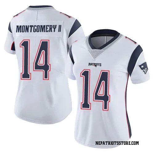 New England Patriots Women's Limited White Vapor Untouchable Jersey (14 Ty Montgomery II)