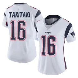 New England Patriots Women's Limited White Vapor Untouchable Jersey (16 Sione Takitaki)