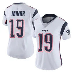 New England Patriots Women's Limited White Vapor Untouchable Jersey (19 Kobee Minor)
