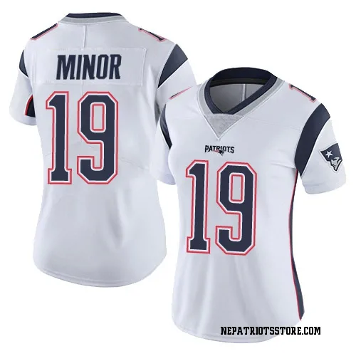 New England Patriots Women's Limited White Vapor Untouchable Jersey (19 Kobee Minor)