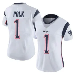New England Patriots Women's Limited White Vapor Untouchable Jersey (1 Ja'Lynn Polk)