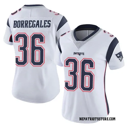New England Patriots Women's Limited White Vapor Untouchable Jersey (36 Andy Borregales)