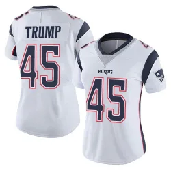New England Patriots Women's Limited White Vapor Untouchable Jersey (45 Donald Trump)