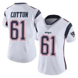 New England Patriots Women's Limited White Vapor Untouchable Jersey (61 Lester Cotton)