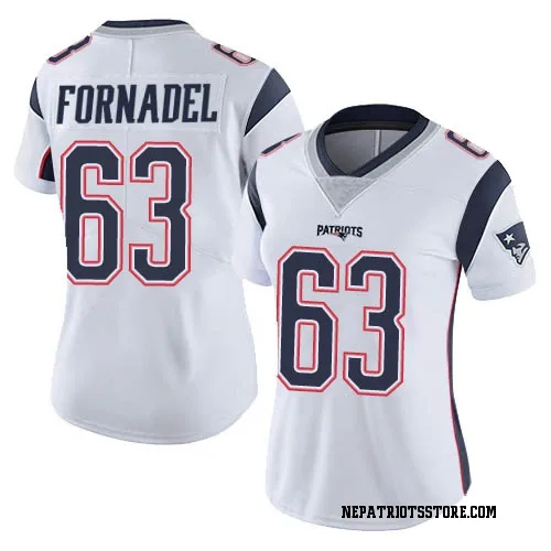 New England Patriots Women's Limited White Vapor Untouchable Jersey (63 Liam Fornadel)
