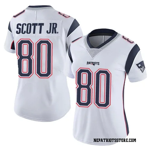 New England Patriots Women's Limited White Vapor Untouchable Jersey (80 Gee Scott Jr.)